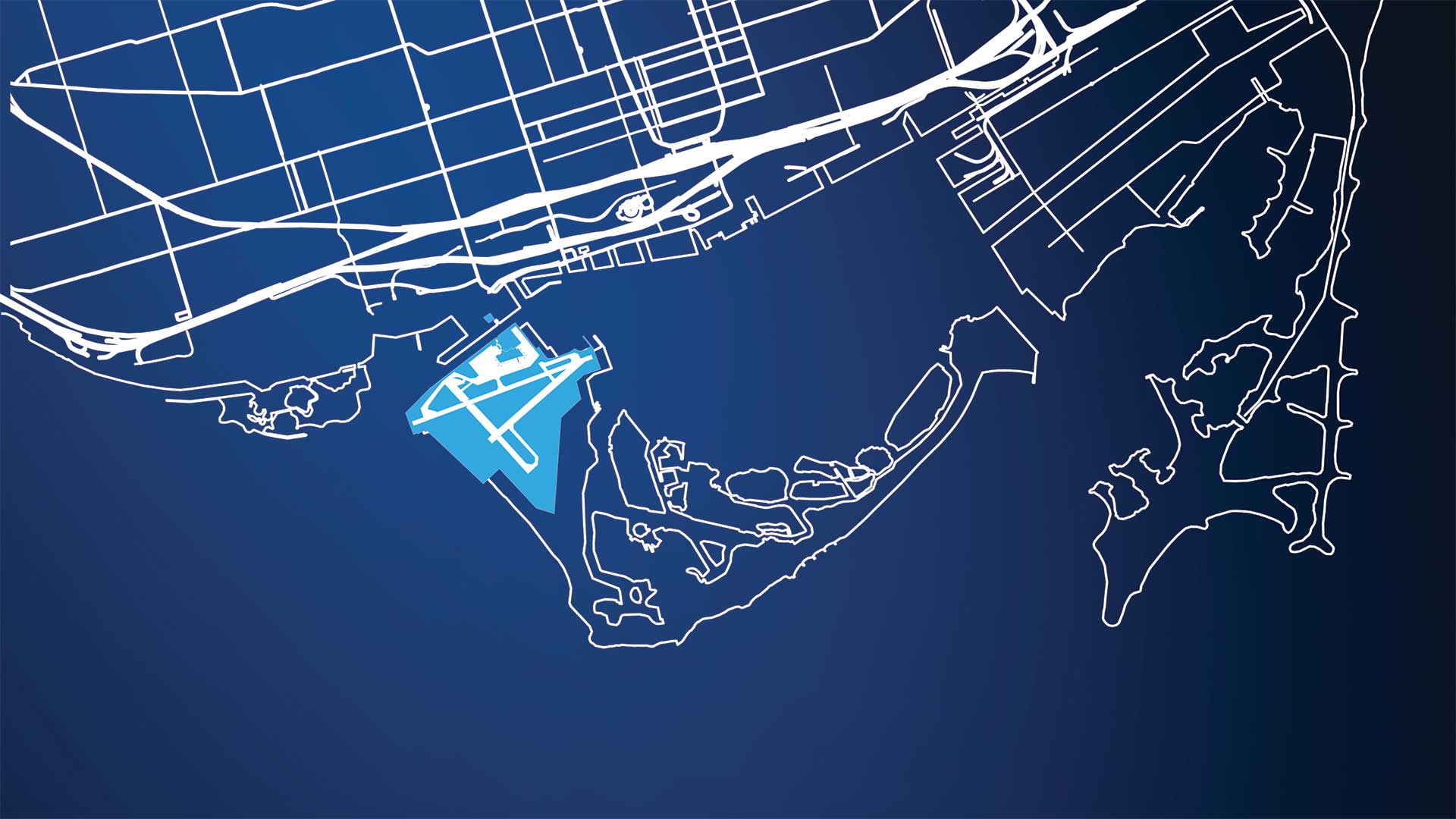 A map of downtown Toronto with Corbit Barot Airpot highlighted